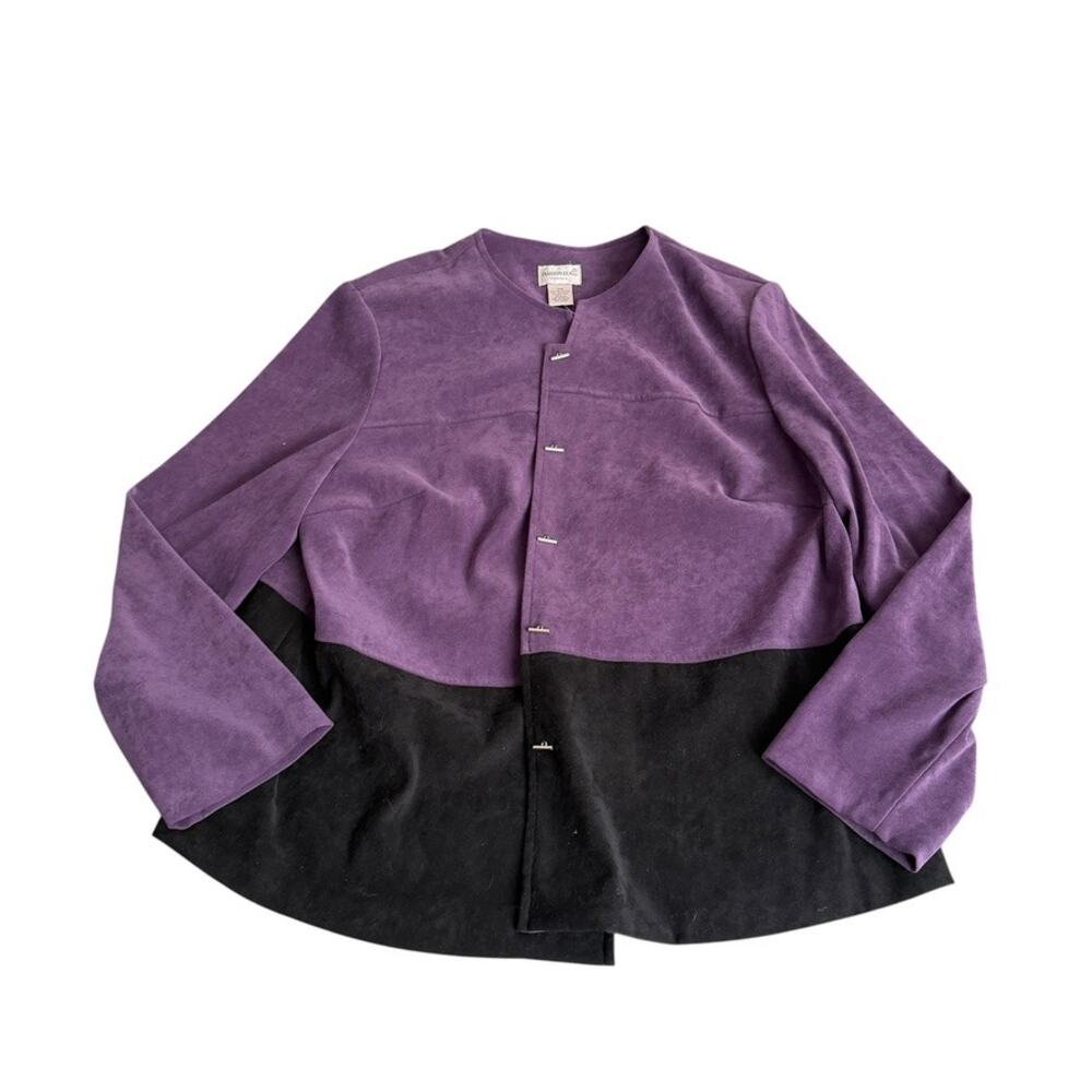 Fashion Bug Colorblock Jacket Womens 18W Plum Purple Faux Suede Whimsigoth Goth